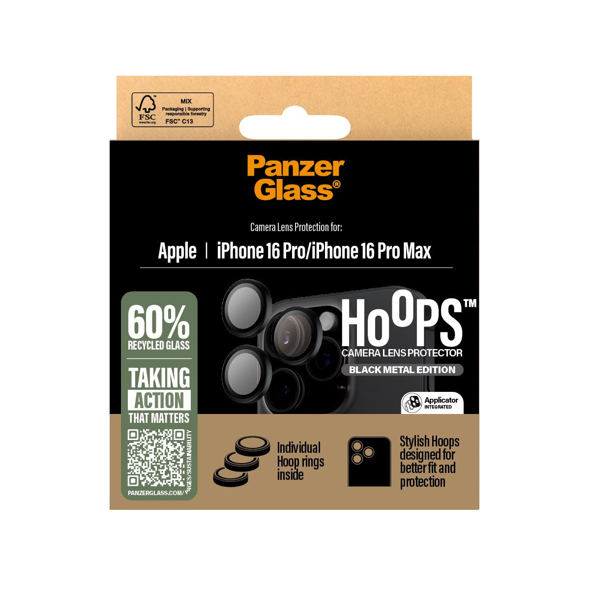 PanzerGlass® Hoops® Black Camera Lens Protector iPhone 16 Pro | 16 Pro Max